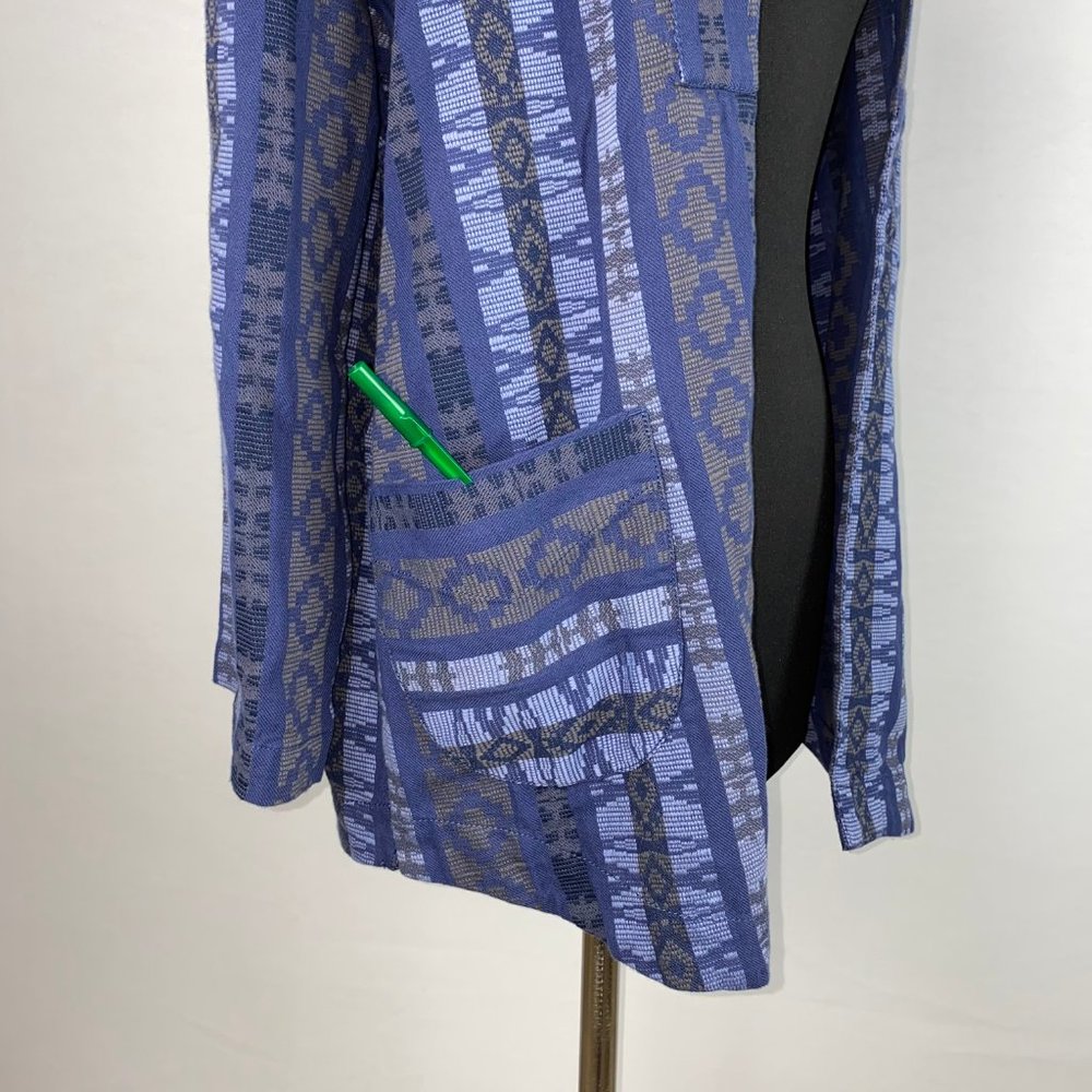 Ae M Patterned Open Front Cardigan Top Pockets - image 3